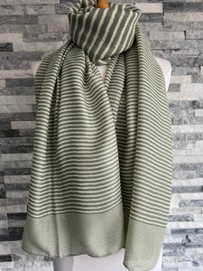 lusciousscarves Scarves Pale Green Cross Stripes Scarf