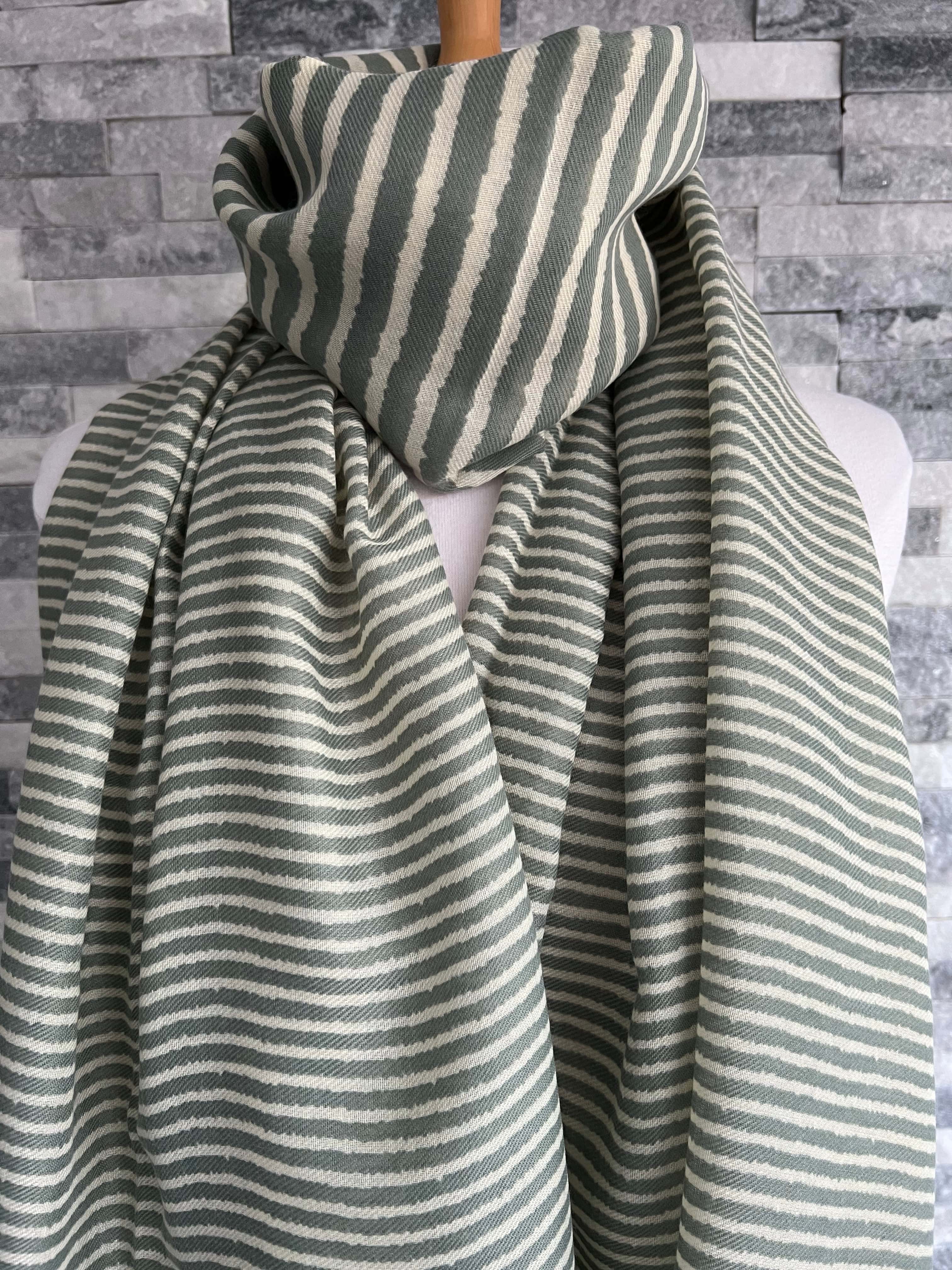 lusciousscarves Scarves Pale Green Cross Stripes Scarf