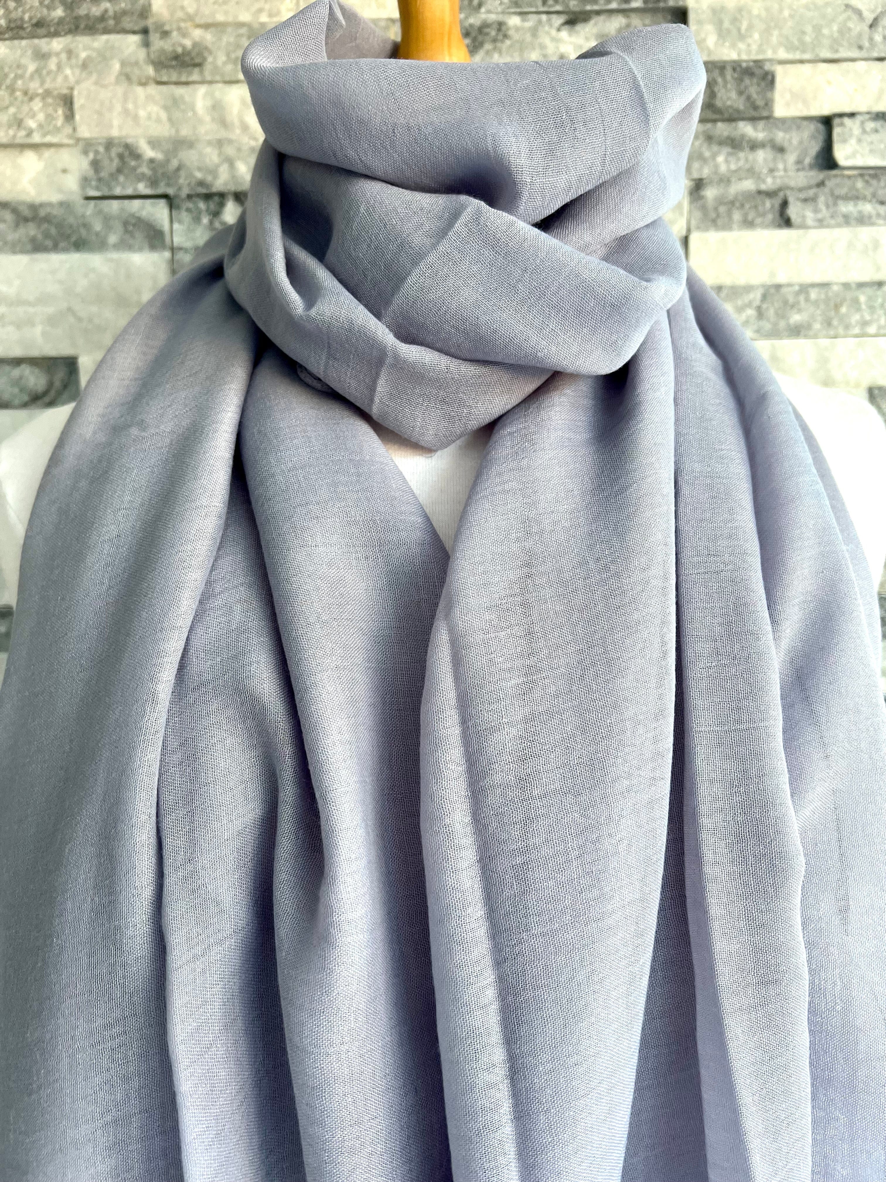 lusciousscarves Scarves Pale Grey Plain Light Weight Summer Scarf , Various Colours