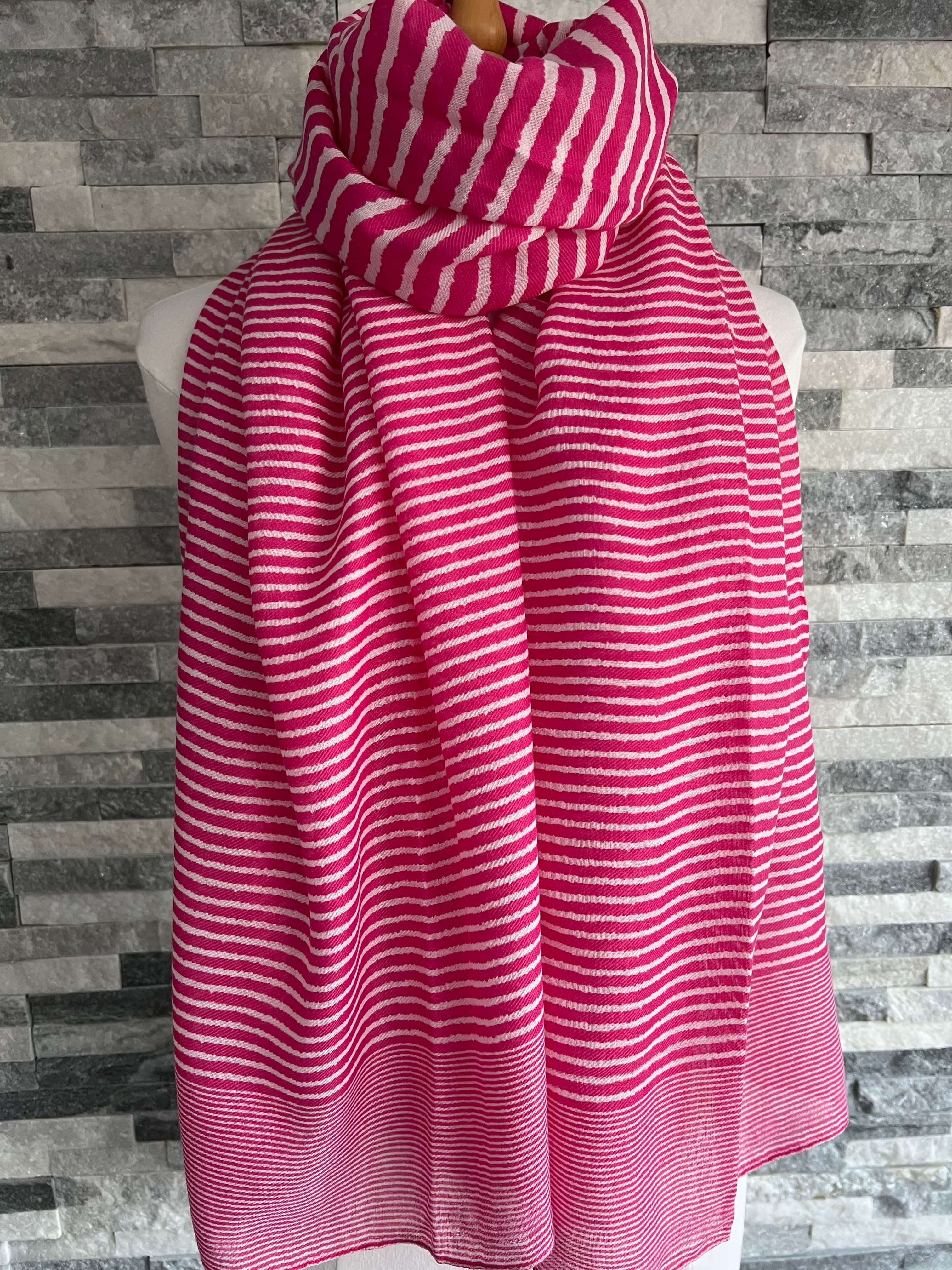 lusciousscarves Scarves Pink Cross Stripes Scarf
