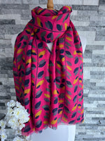Load image into Gallery viewer, lusciousscarves Scarves Pink Multi Coloured Leaves Scarf
