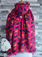 Load image into Gallery viewer, lusciousscarves Scarves Pink Multi Coloured Leaves Scarf
