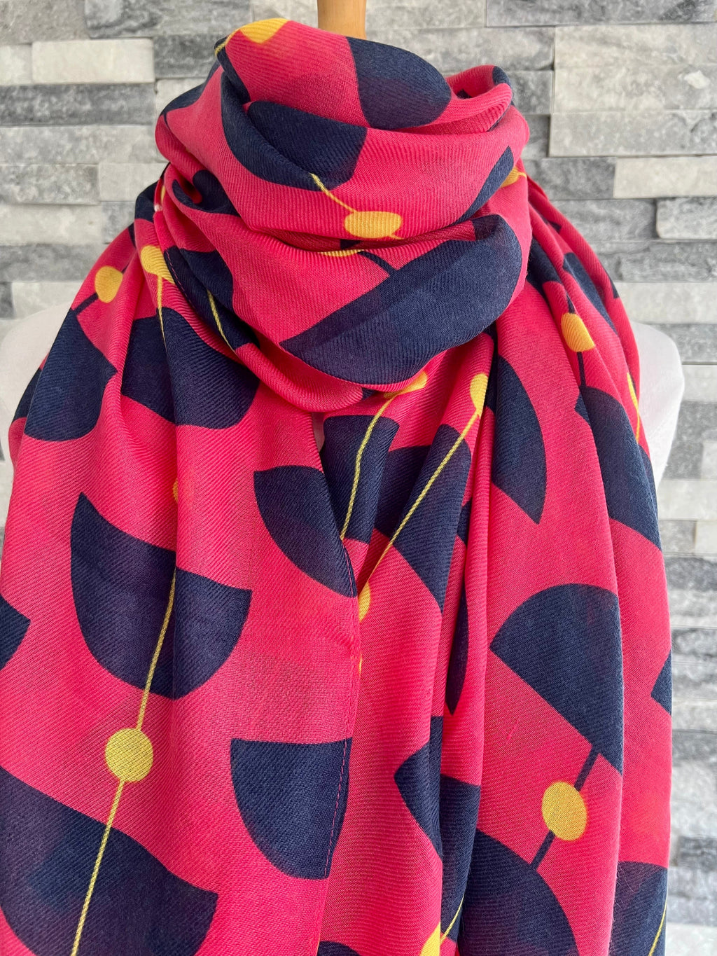 lusciousscarves Scarves Pink Retro Shapes design Scarf