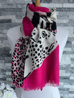 Load image into Gallery viewer, lusciousscarves Scarves Pink Tiger &amp; Leopard Animal Print Scarf
