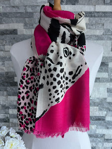 lusciousscarves Scarves Pink Tiger & Leopard Animal Print Scarf