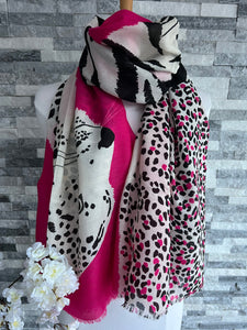 lusciousscarves Scarves Pink Tiger & Leopard Animal Print Scarf