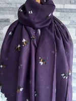 Load image into Gallery viewer, lusciousscarves Scarves Purple Bees Scarf
