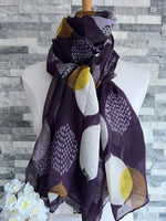 Load image into Gallery viewer, lusciousscarves Scarves Purple Large Leaves Scarf
