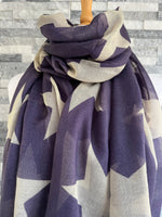 Load image into Gallery viewer, lusciousscarves Scarves Purple Large Stars Scarf.
