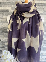 Load image into Gallery viewer, lusciousscarves Scarves Purple Large Stars Scarf.
