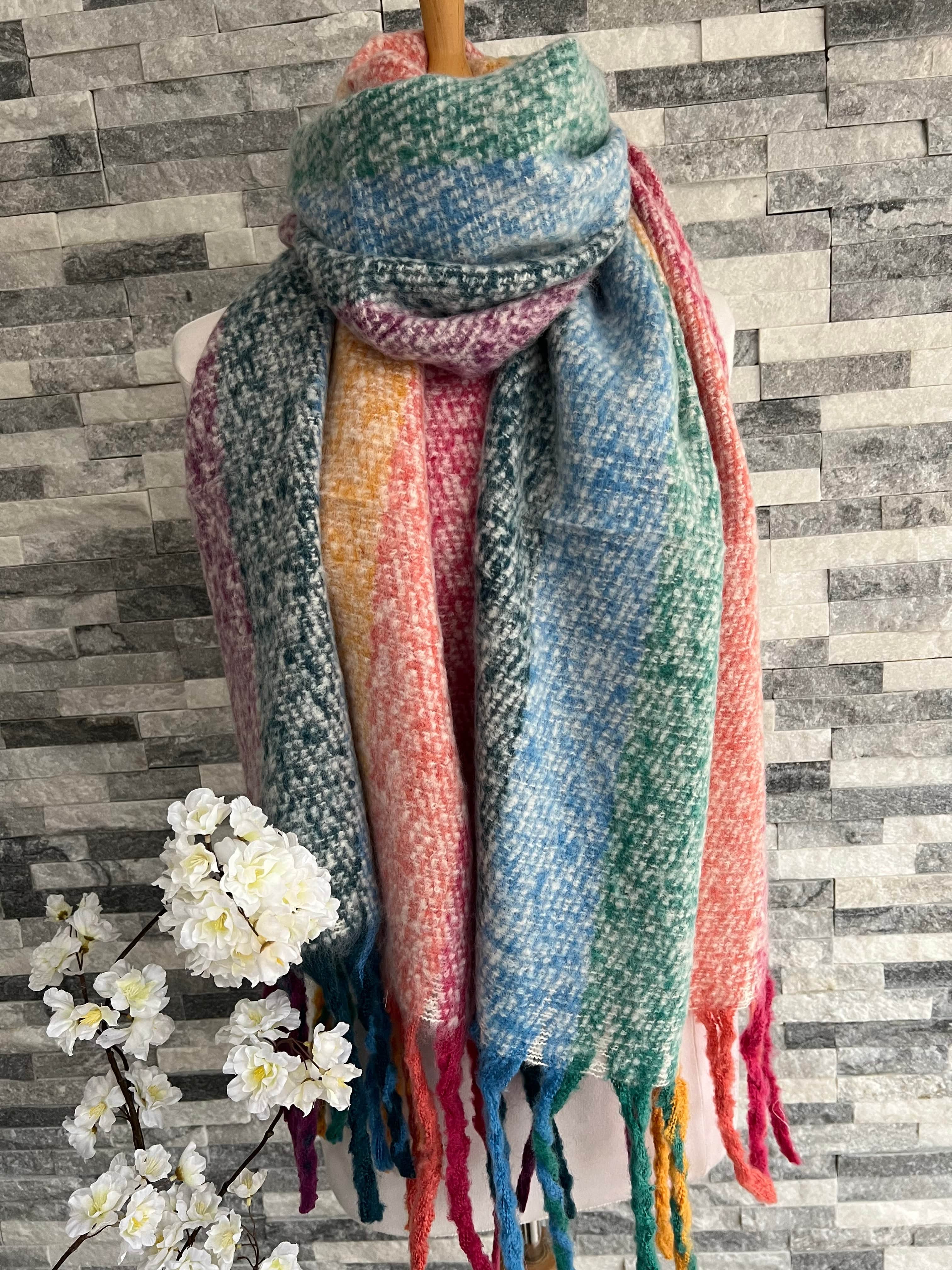 lusciousscarves Scarves Rainbow Stripes Winter Scarf