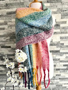 lusciousscarves Scarves Rainbow Stripes Winter Scarf