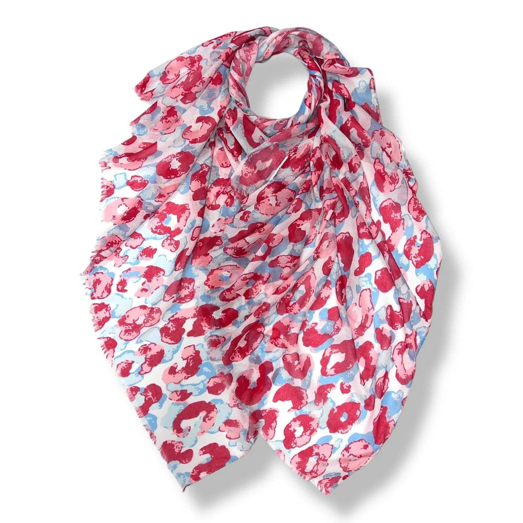 lusciousscarves Scarves Red and Blue Summer Leopard print scarf, Light Weight