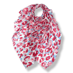 lusciousscarves Scarves Red and Blue Summer Leopard print scarf, Light Weight
