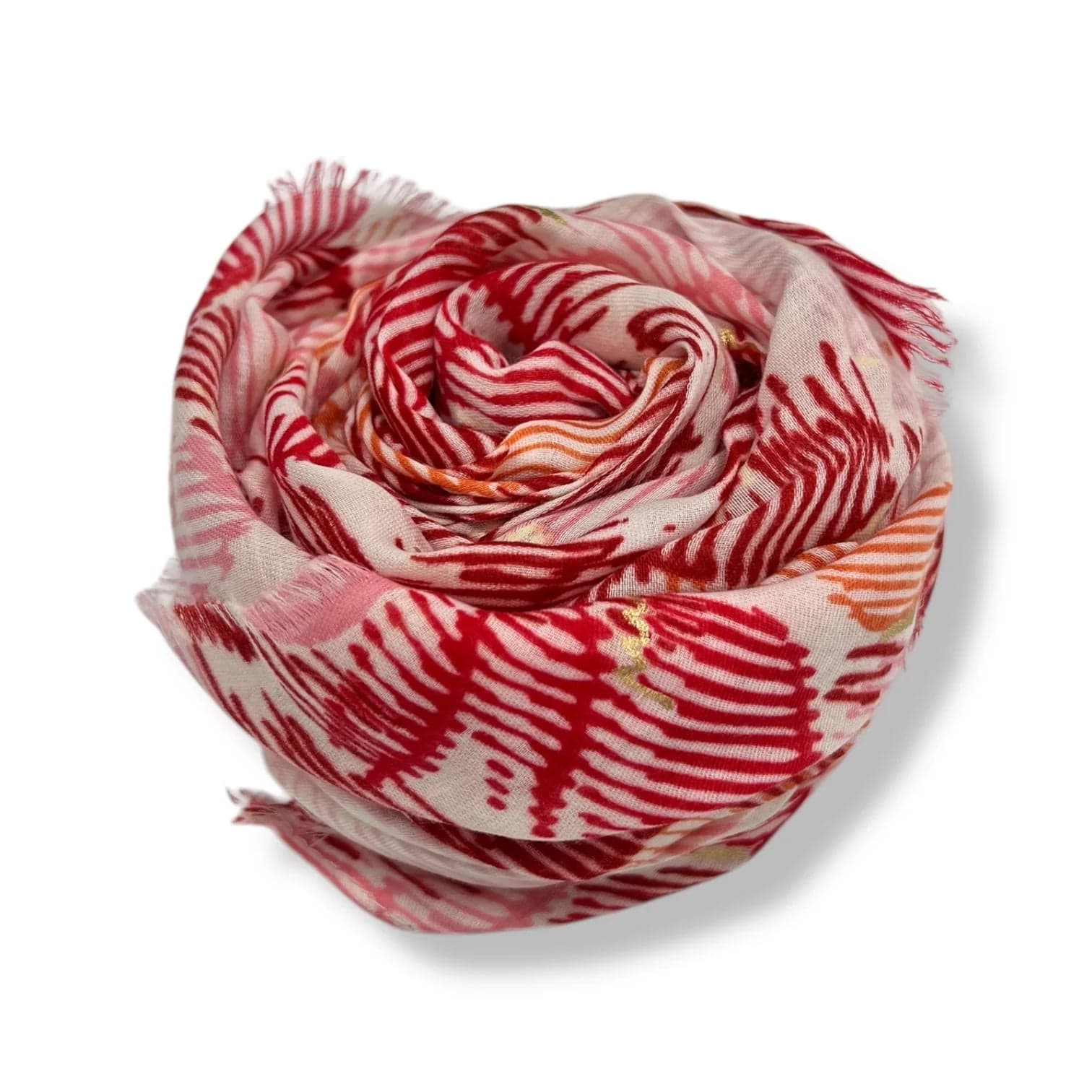 lusciousscarves Scarves Red and Pink Floral Brush Stroke Prints Scarf, Light Weight