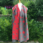 Load image into Gallery viewer, lusciousscarves Scarves Red &amp; Grey Stretchy Stars Scarf
