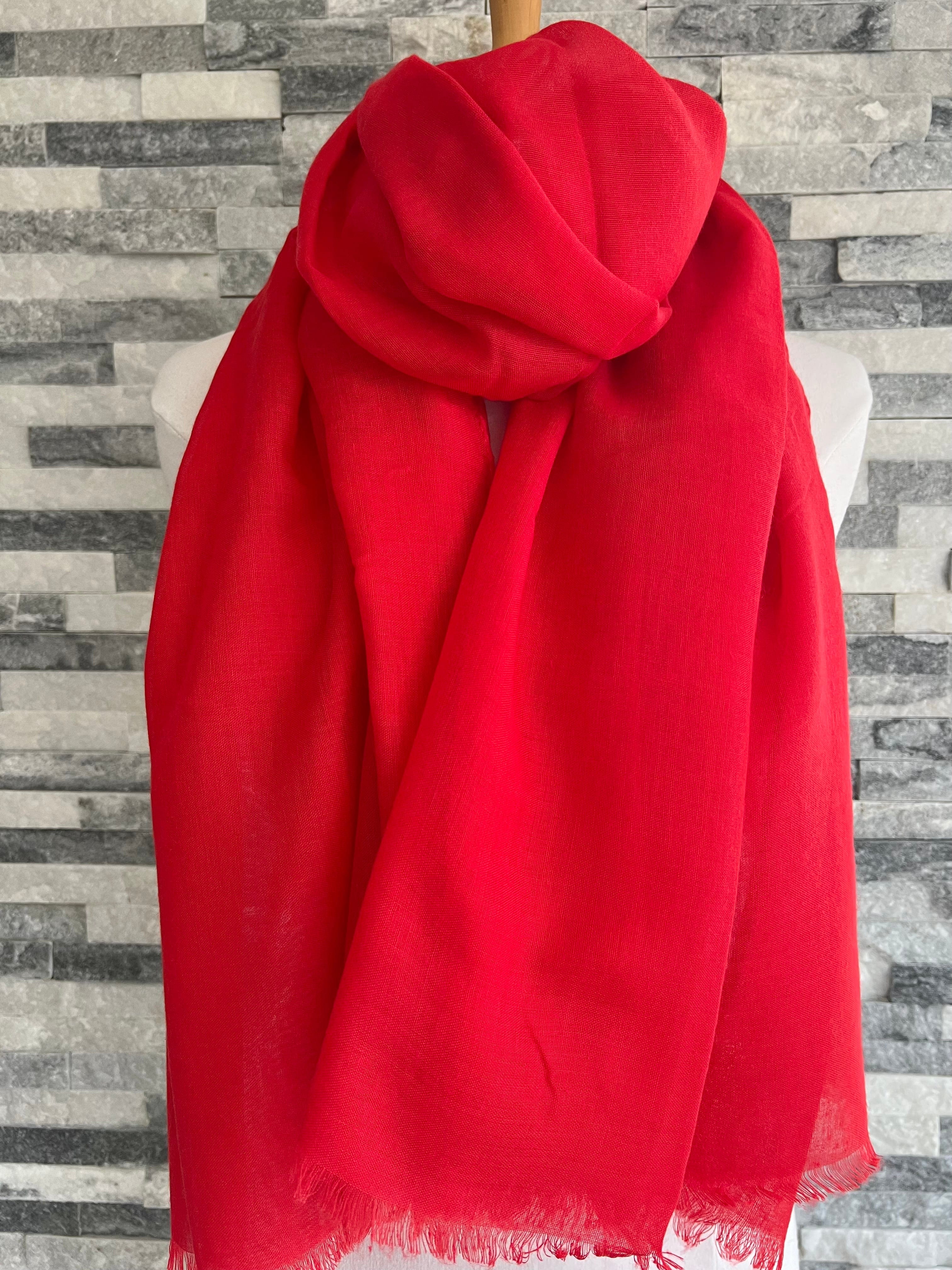 lusciousscarves Scarves Red Plain Light Weight Summer Scarf , Various Colours