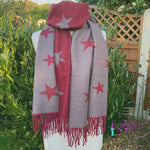 Load image into Gallery viewer, lusciousscarves Scarves Reversible Burgundy Star Scarf/Shawl Cashmere &amp; Cotton
