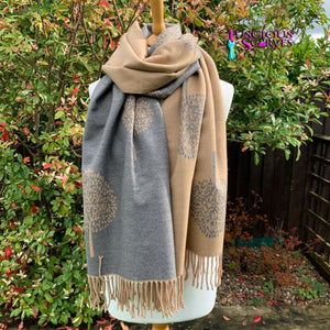 lusciousscarves Scarves Reversible Camel Mulberry Tree Scarf/Wrap Cashmere & Cotton
