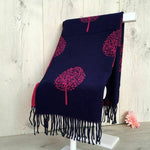 Load image into Gallery viewer, lusciousscarves Scarves Reversible Navy &amp; Pink Mulberry Tree Scarf Cashmere/Cotton
