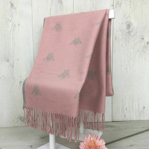 lusciousscarves Scarves Reversible Pink Bee Scarf/Wrap Cashmere & Cotton