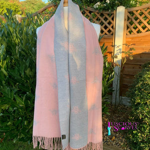 lusciousscarves Scarves Reversible Pink Bee Scarf/Wrap Cashmere & Cotton