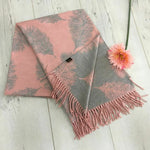 Load image into Gallery viewer, lusciousscarves Scarves Reversible Pink Feathers Scarf/Wrap Cashmere &amp; Cotton
