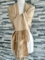 Load image into Gallery viewer, lusciousscarves Scarves &amp; Shawls Beige Cashmere Blend Pashmina Wrap available in 16 colours.
