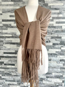 lusciousscarves Scarves & Shawls Cappuccino Cashmere Blend Pashmina Wrap available in 16 colours.