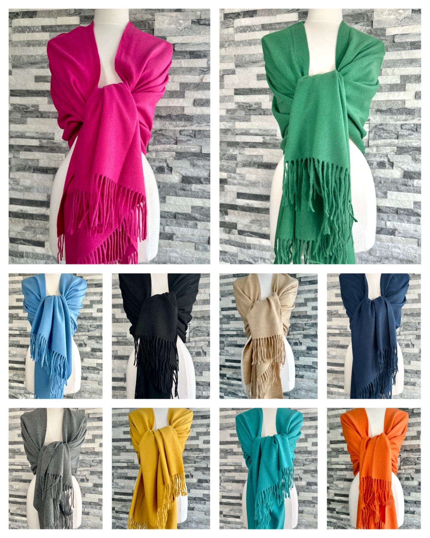 lusciousscarves Scarves & Shawls Cashmere Blend Pashmina Wrap available in 16 colours.