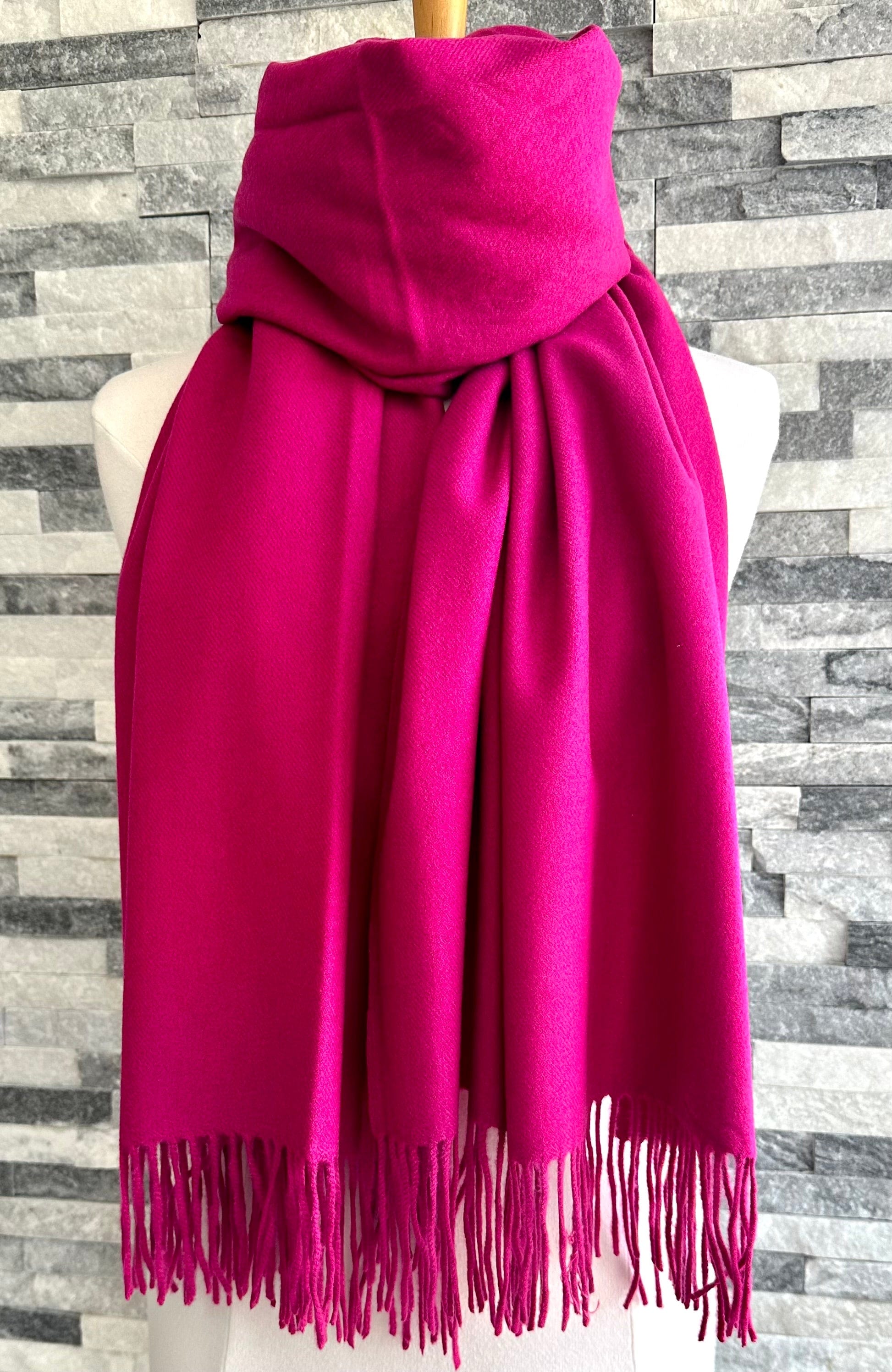 lusciousscarves Scarves & Shawls Cerise Pink Cashmere Blend Pashmina Wrap available in 22 colours.