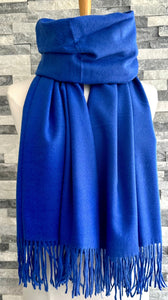 lusciousscarves Scarves & Shawls Cobalt Blue Cashmere Blend Pashmina Wrap available in 22 colours.
