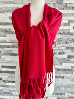 Load image into Gallery viewer, lusciousscarves Scarves &amp; Shawls Deep Red Cashmere Blend Plain Pashmina Wrap

