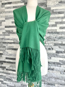 lusciousscarves Scarves & Shawls Green Cashmere Blend Pashmina Wrap available in 16 colours.