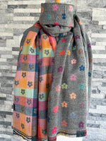 Load image into Gallery viewer, lusciousscarves Scarves &amp; Shawls Grey Pretty Flowers Jacquard Scarf.
