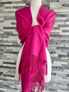lusciousscarves Scarves & Shawls Hot Pink Cashmere Blend Pashmina Wrap available in 16 colours.