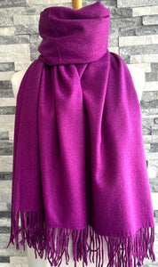 lusciousscarves Scarves & Shawls Magenta Purple Cashmere Blend Pashmina Wrap available in 22 colours.