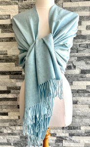 lusciousscarves Scarves & Shawls Pale Blue Cashmere Blend Pashmina Wrap available in 22 colours.