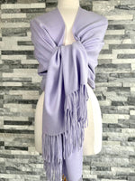 Load image into Gallery viewer, lusciousscarves Scarves &amp; Shawls Pale Lilac Cashmere Blend Pashmina Wrap available in 16 colours.
