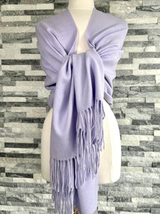 lusciousscarves Scarves & Shawls Pale Lilac Cashmere Blend Pashmina Wrap available in 16 colours.