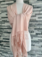 Load image into Gallery viewer, lusciousscarves Scarves &amp; Shawls Pale Pink Cashmere Blend Pashmina Wrap available in 16 colours.
