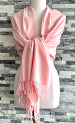 Load image into Gallery viewer, lusciousscarves Scarves &amp; Shawls Pink Cashmere Blend Pashmina Wrap available in 22 colours.
