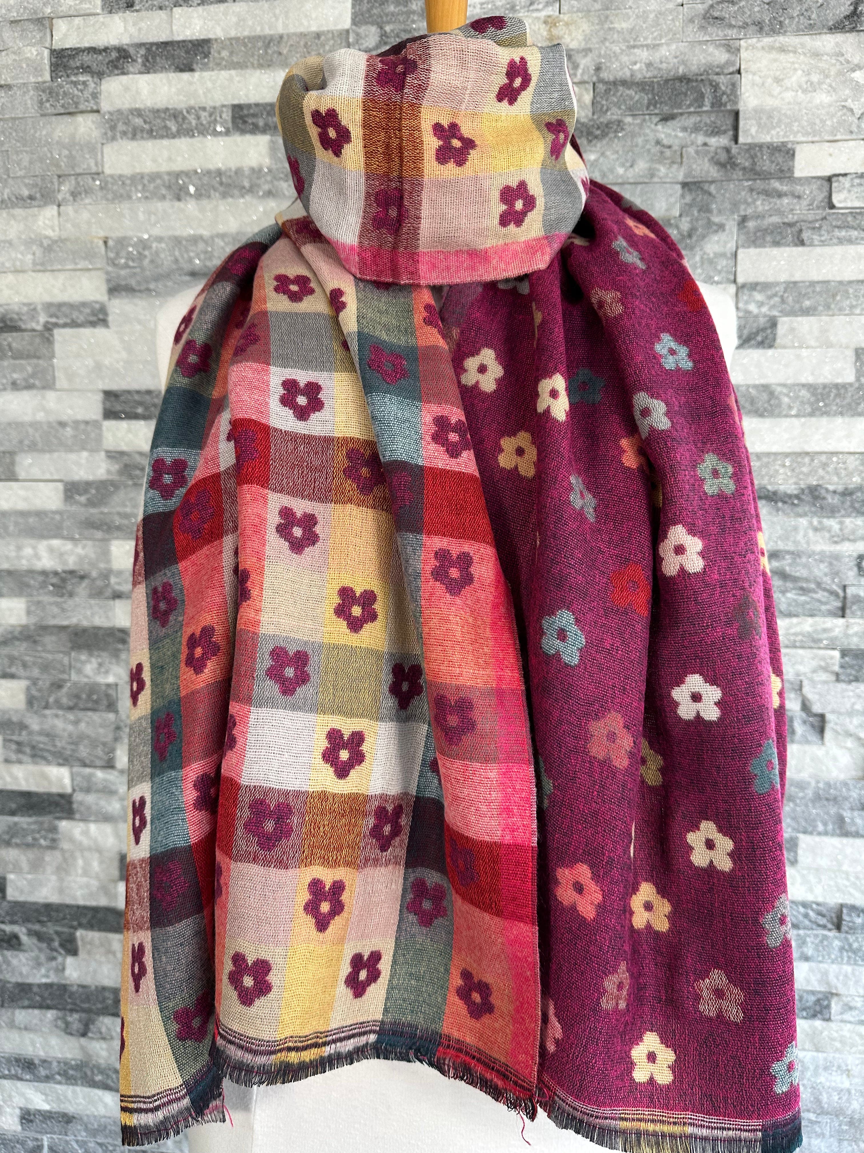 lusciousscarves Scarves & Shawls Pink Jacquard Pretty Flowers Scarf.