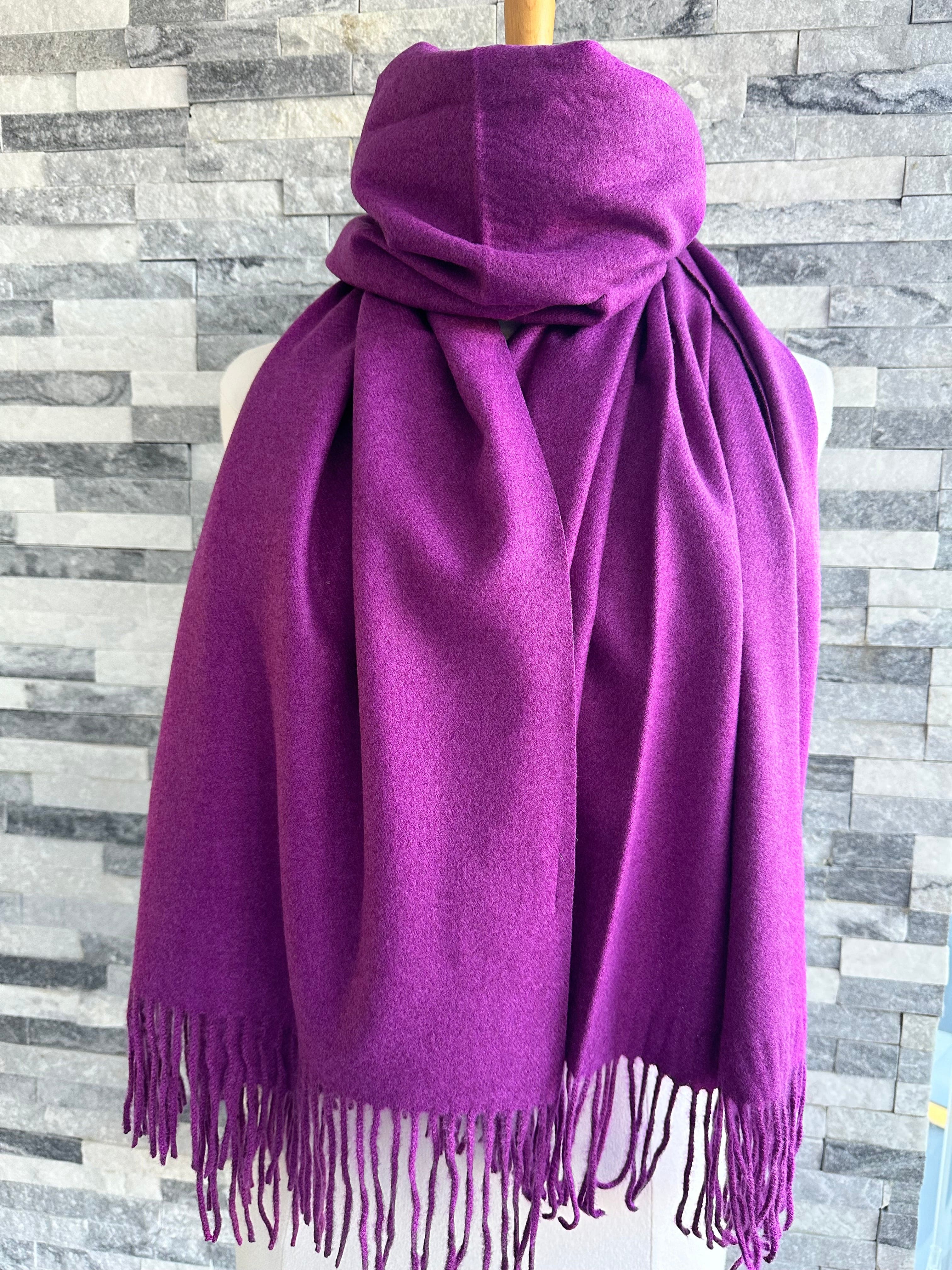 lusciousscarves Scarves & Shawls Purple Cashmere Blend Plain Pashmina Wrap