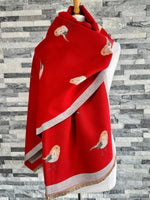 Load image into Gallery viewer, lusciousscarves Scarves &amp; Shawls Red and Grey Reversible Robins Scarf Wrap
