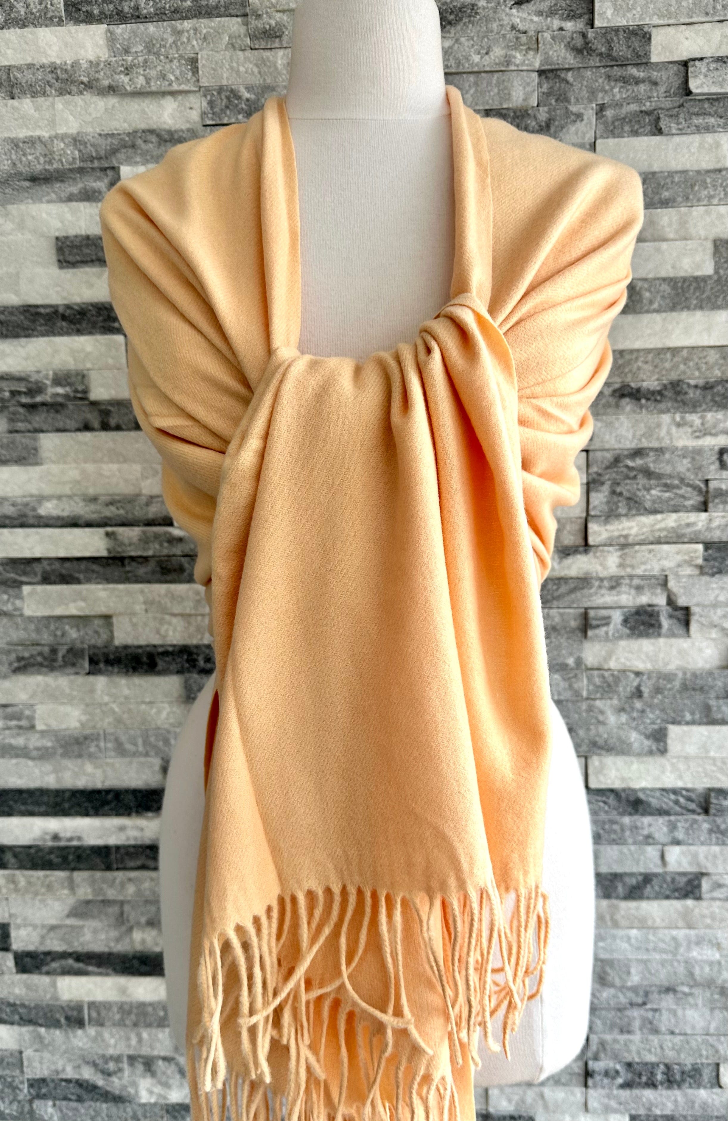 lusciousscarves Scarves & Shawls Vanilla Cashmere Blend Plain Pashmina Wrap