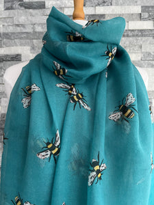 lusciousscarves Scarves Turquoise Busy Bees Scarf