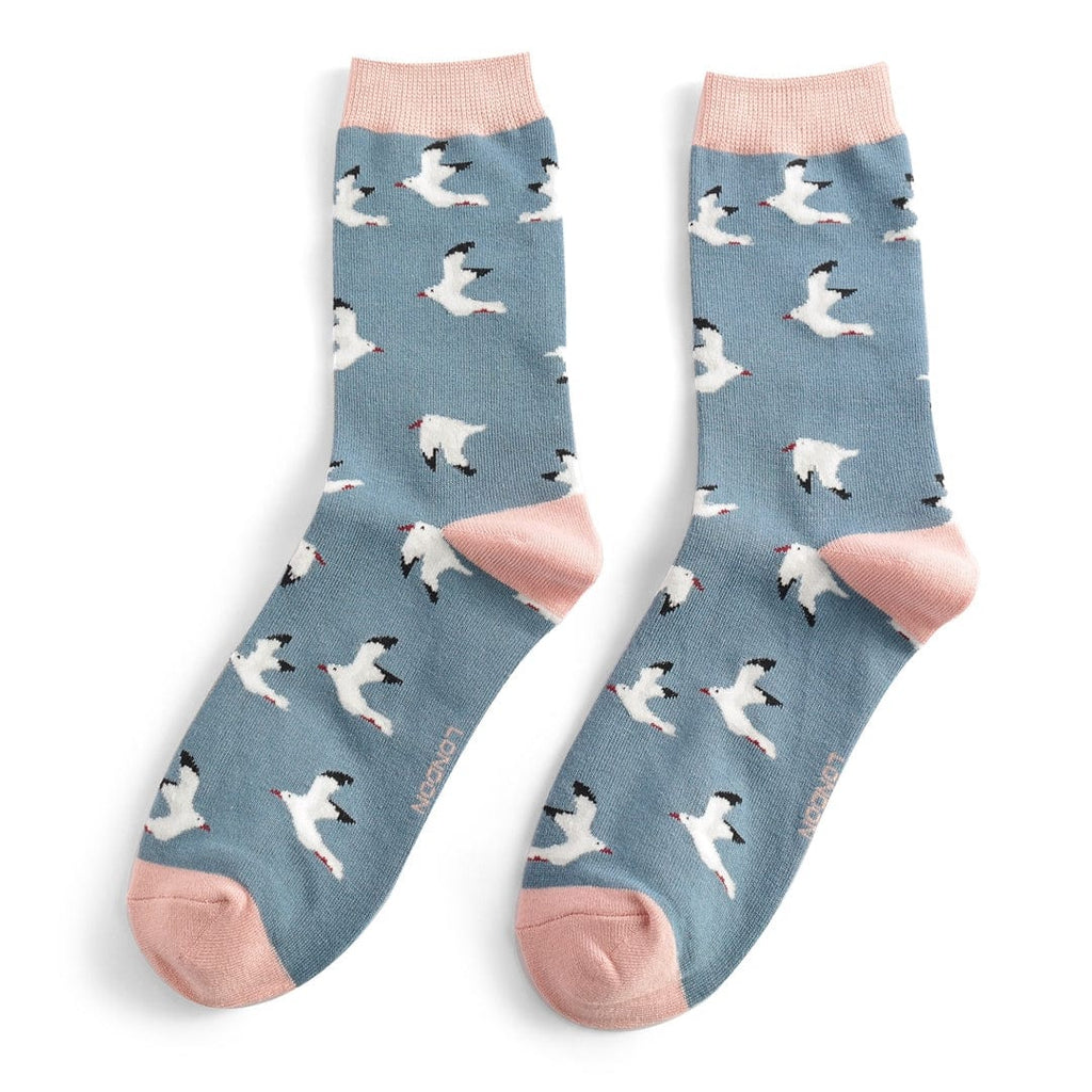 lusciousscarves Seagulls Design Bamboo Socks Ladies Miss Sparrow Blue