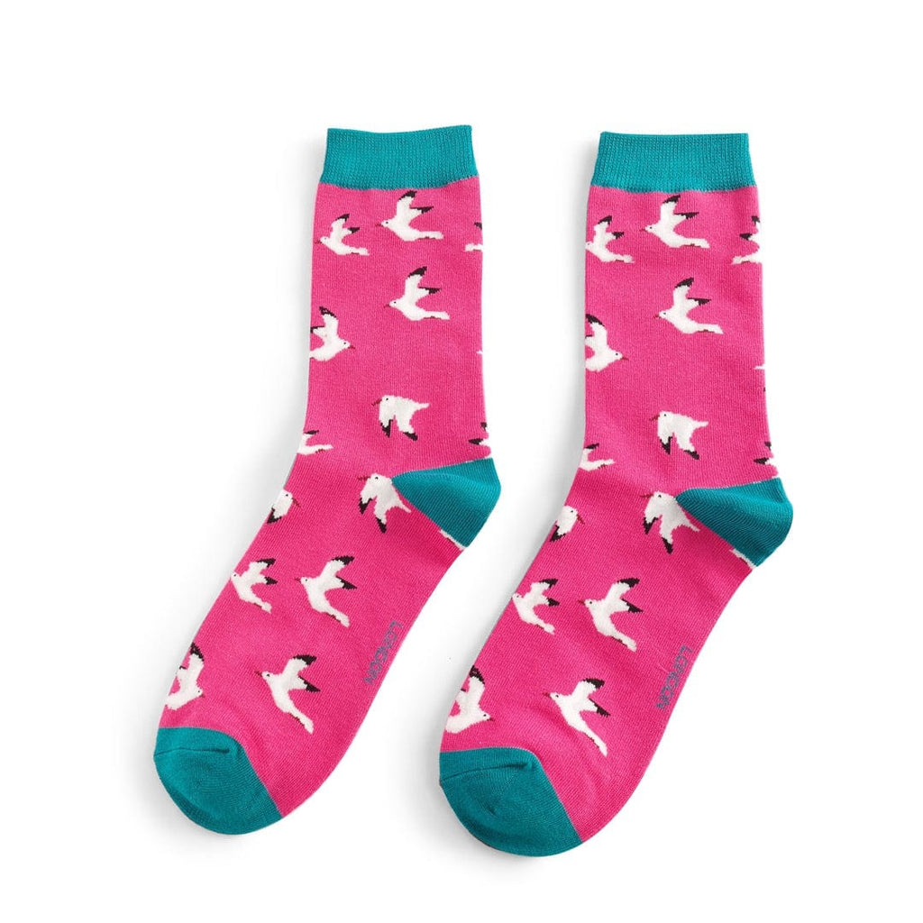 lusciousscarves Seagulls Design Bamboo Socks Ladies Miss Sparrow Pink