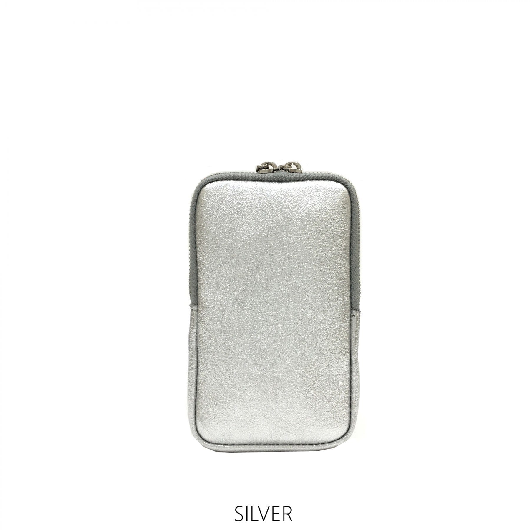 lusciousscarves SIlver Italian Leather Phone Pouch Crossbody Bag , Available in 20 Colours